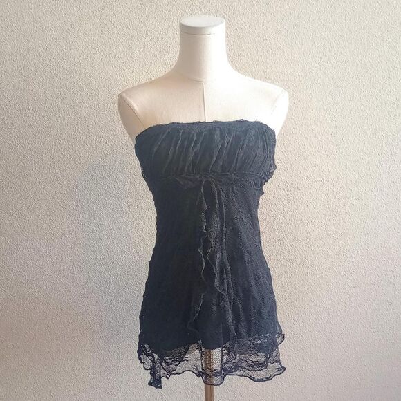 Y2K Ann Ferriday Floral Lace Fairygoth Tube Top - Picture 1 of 5